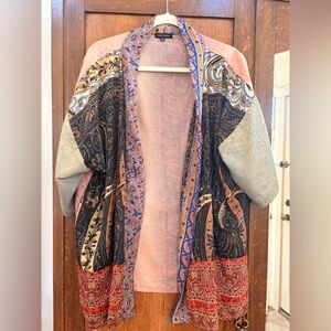 Boho Patchwork Open-Front kimono - Pink Multi